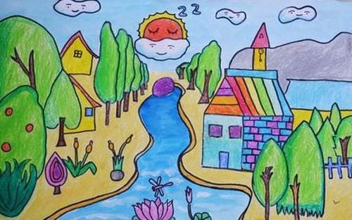儿童画家乡风景的画怎么画