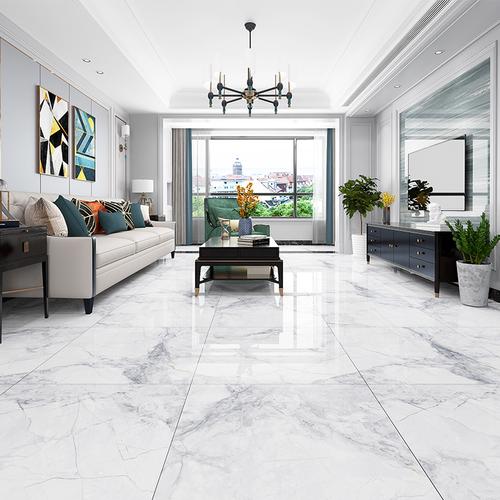 水墨墨白通体客厅大堂80x80防滑地砖新款佛山釉面砖