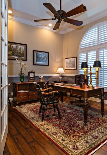 古朴优雅的美式乡村风格四室两厅美式乡村书房装修效果图设计欣赏