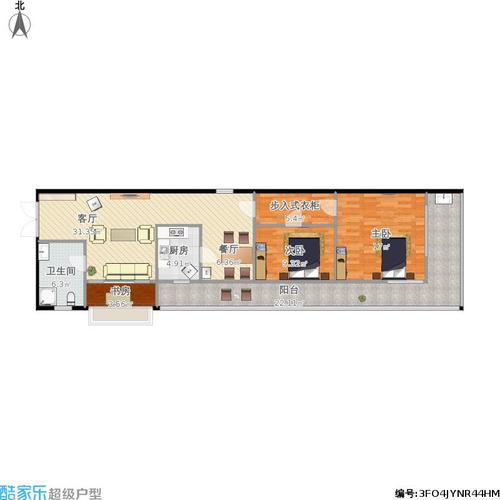 安置房23室1厅1卫1厨138.00㎡户型图