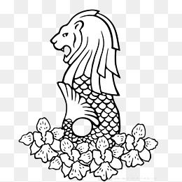 新加坡鱼尾狮像的简笔画