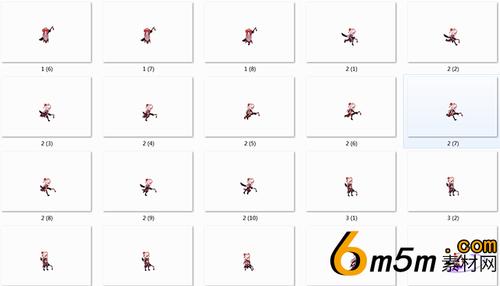 头系蝴蝶结的白发女战士攻击序列帧2d游戏素材