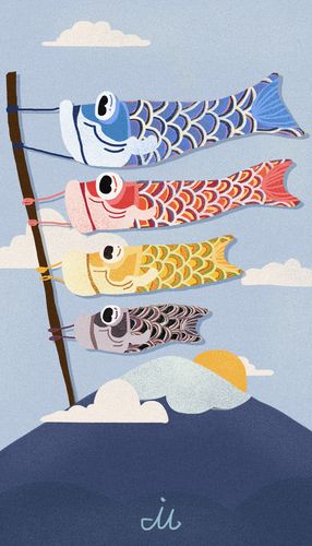 好久不见,鲤鱼旗|插画|插画习作|mirror小学徒 - 原创