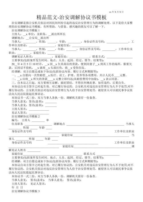 精品范文-治安调解协议书模板