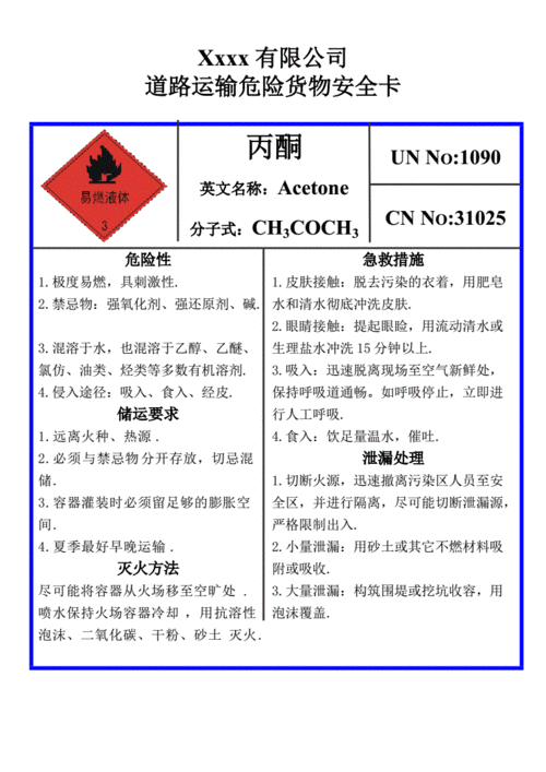 丙酮道路运输危险货物安全卡.doc