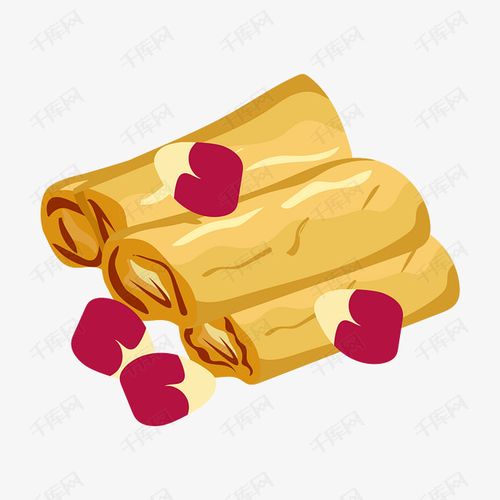 手绘红豆春卷插画