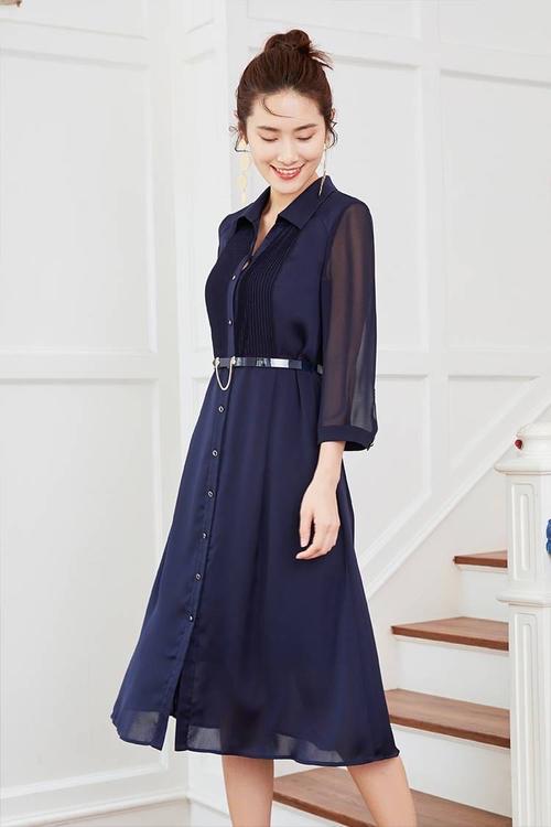 女装2020秋季新款珂莱蒂尔国内代购polo单排连衣裙