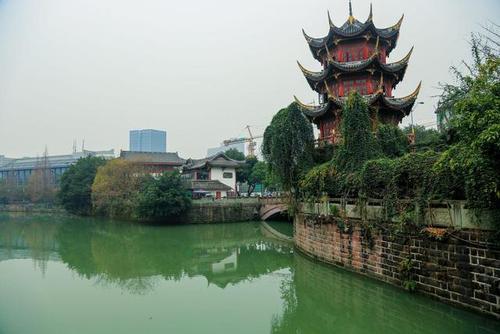 四川成都百花潭公园风景实拍