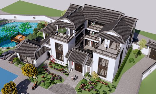 江西吉安三层现代苏式四合院园林别墅