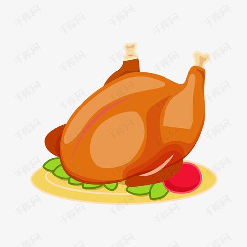 手绘鸡肉元素设计卡通