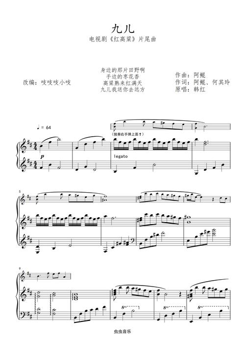 首页 钢琴谱库 九儿 独奏 伴奏版(《红高粱》片尾曲)