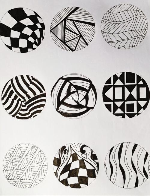 圆圈圈～黑白点线面_绘画_文化_绘画