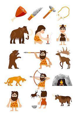 卡通原始人矢量素材