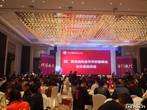 新当选的金华市安徽商会会长余淼讲话.