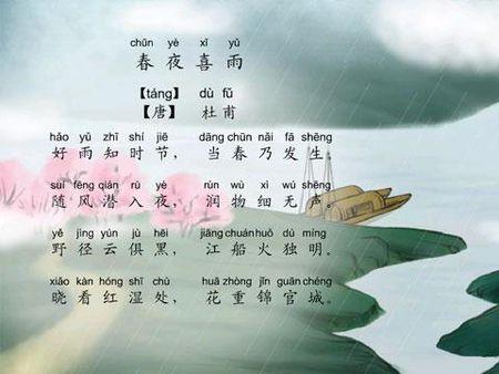 杜甫的《春夜喜雨》中,写"春雨滋润万物,悄然无声"的是哪句?