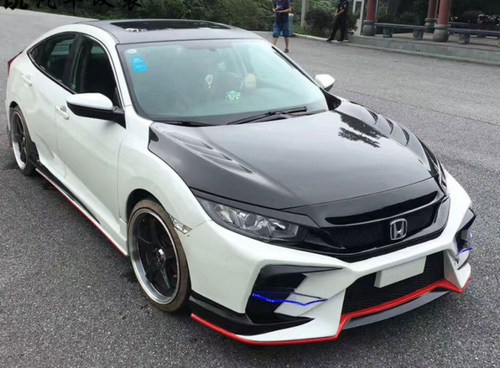 十代本田思域刀锋款大包围改装 泰版思域前后保险杠侧裙尾翼改装