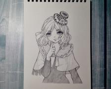 原图是水彩画法,所以临的时候整个把脸改掉了,改成了哥特人偶风.
