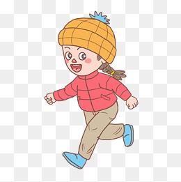 手绘卡通冬季少女