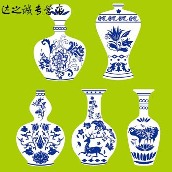 园手工制作模具彩绘手绘 白底填色硬卡纸板花瓶创意diy美术 青花瓷