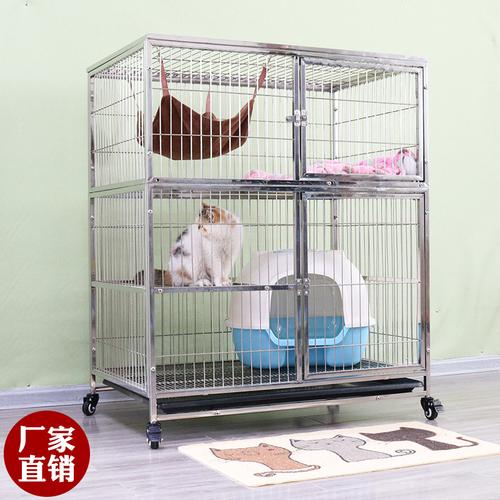不锈钢多层猫笼家用室内猫笼子豪华别墅超大单层双层三层组装大号