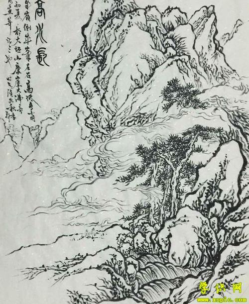 白描山水画作品欣赏