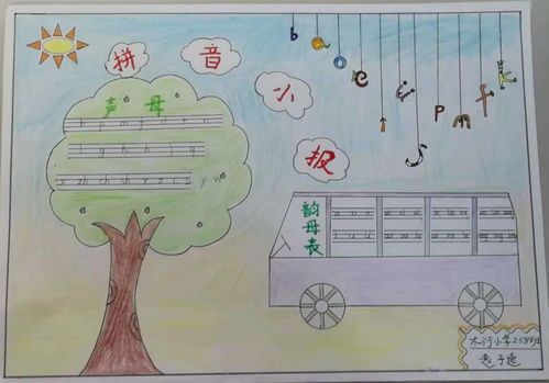 也学到了很多知识,今天,我们完成了小学一年级第一次"拼音画报",快来