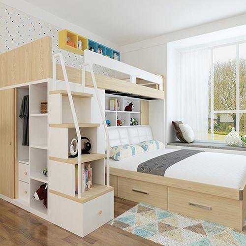 香港高低床定制实木榻榻米子母油压床双层两层上下床铺儿童大人床