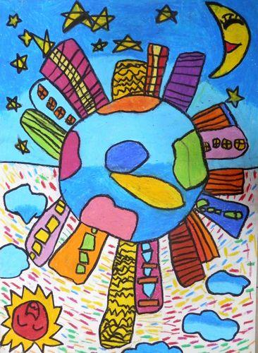 《美丽的地球》/少儿绘画作品/儿童画/网络美术馆