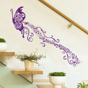 蝴蝶五线谱墙贴卧室温馨楼梯走廊墙上贴画墙壁纸自粘创意壁画贴纸