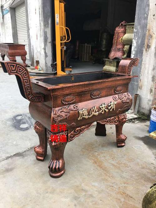 铜香炉 宗祠大香炉 长方形平口香炉 寺院铸铁香炉 寺庙大型香炉