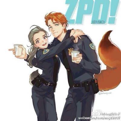 狐尼克 兔朱迪 有爱cp 迪士尼 手绘 治愈美好 疯狂动物城 电影 拟人