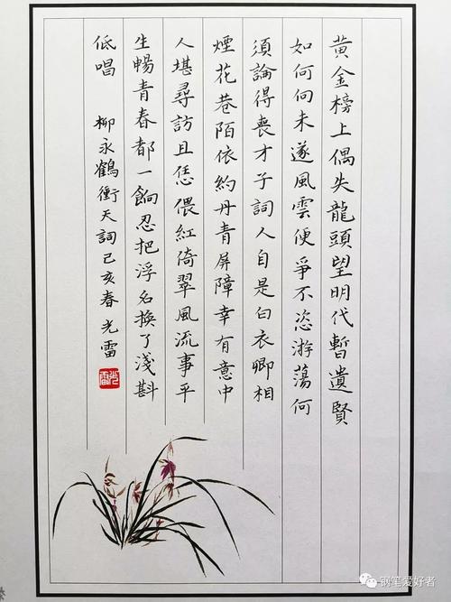 柳永《鹤冲天》每周一篇钢笔字练习笔友钢笔书法习作欣赏