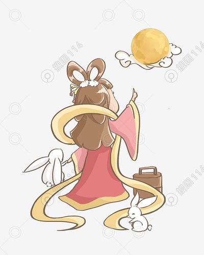 手绘卡通嫦娥奔月