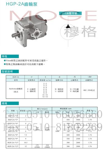 hgp-2a-l6r齿轮泵