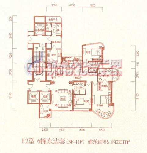 东方润园东方润园221平方米f2_东方润园户型图-杭州搜狐焦点网