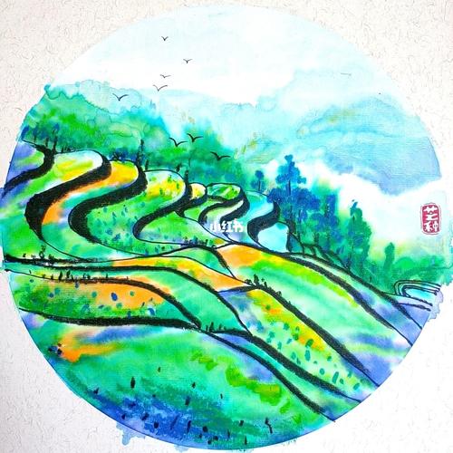 创意儿童画『原创』——美丽的梯田_梯田_儿童画_创意