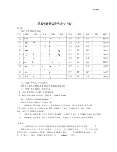 普通话音节结构