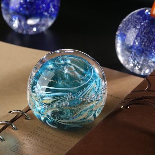 日本pent玻璃球镇纸宙sora纯手工玻璃工艺品观赏文具桌面摆件装