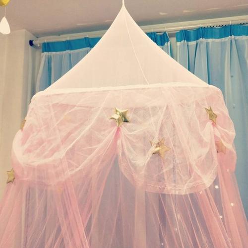 5 粉色吊顶公主风帐篷卧室蚊帐圆顶纱缦少女心蝴蝶房床幔