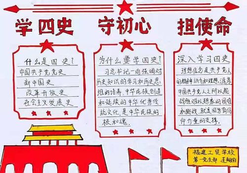 福建工贸学校第一党支部主题党日活动——"学四史 忆初心"手抄报制作