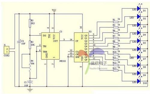 这个流水灯电路能不能满足多组灯流水效果