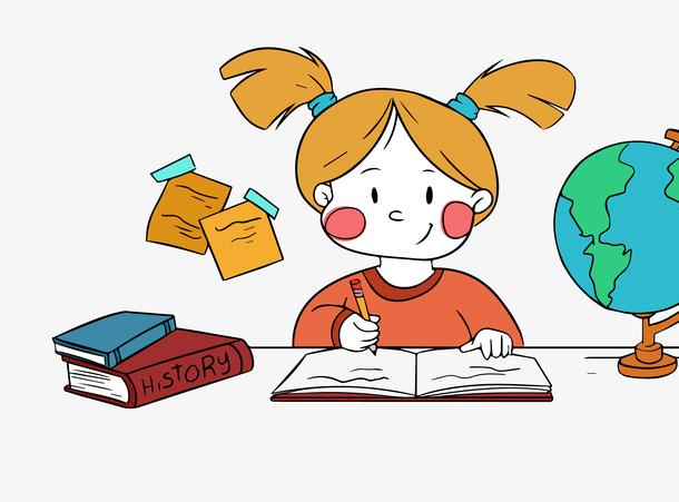 正在做作业的小女孩