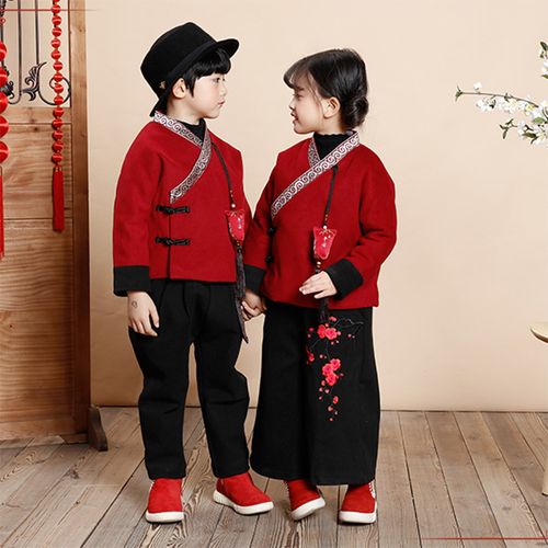 宝宝唐装中国风喜庆衣服儿童过年传统服装男女童拜年服汉服新年服