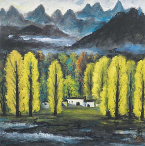 林风眠作品山中秋林