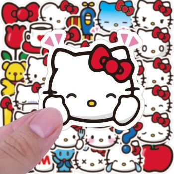 hello kitty小表情,kitty表情符号 80张hello kitty凯蒂猫手帐贴纸手机电脑diy可爱手账素材防水贴画