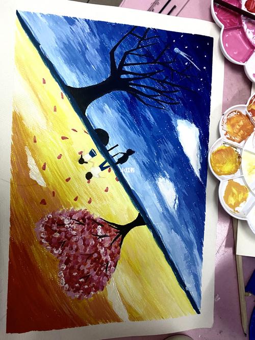 水彩画 冷暖色调渐变画_暖色调_水彩画_文化_绘画