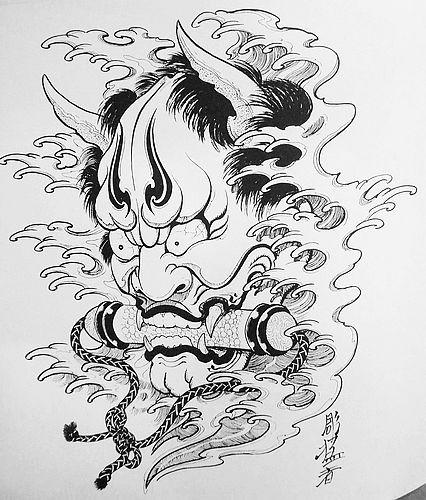 帅气好看的般若纹身手稿