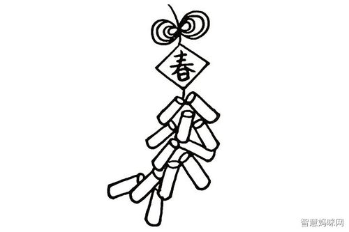 春节鞭炮简笔画画法步骤