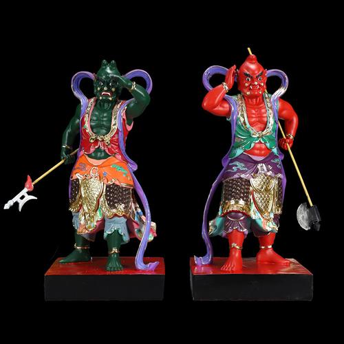 永泽堂千里眼顺风耳敦煌彩妈祖左右护法道教神像家居摆件