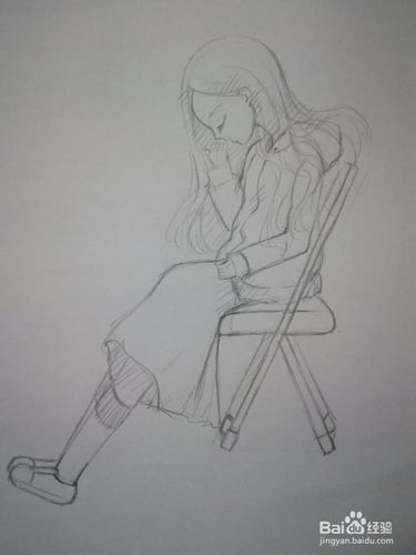 坐在椅子上低着头的动漫人物线稿怎么画
